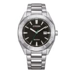 Citizen BM7631-52E muški Eco-Drive sat: crni brojčanik, srebrno kućište i metalna narukvica, promjer 41 mm, mineralno staklo, prikaz datuma, oznake i kazaljke sa svjetlećim premazom.
