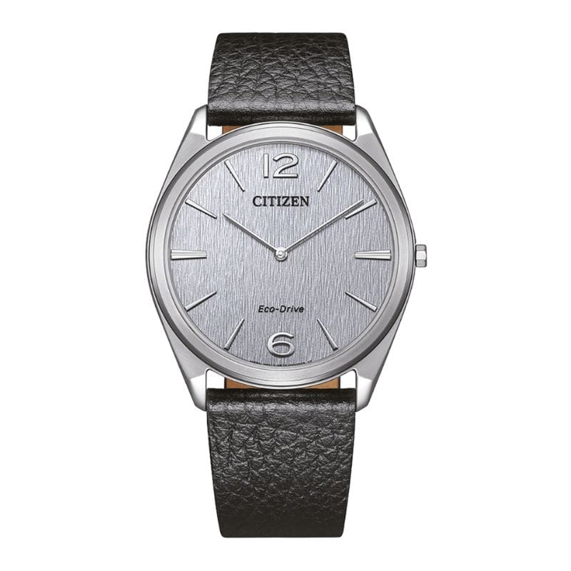 Citizen AR3120-16A muški sat srebrni brojčanik Eco Drive crna kožna narukvica