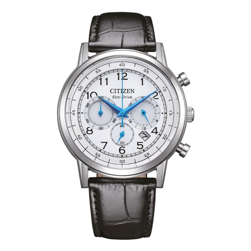 Citizen CA4630-02A muški hronograf sat bijeli brojčanik plave kazaljke Eco Drive