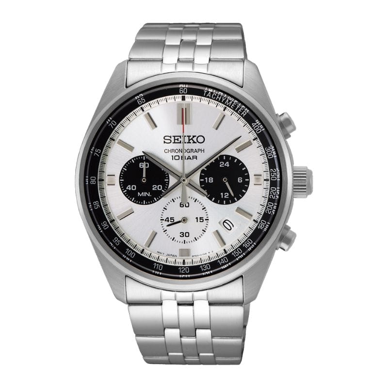 Seiko SSB425P1 hronograf muški sat bijeli brojčanik metalna narukvica tachymeter 10 bar