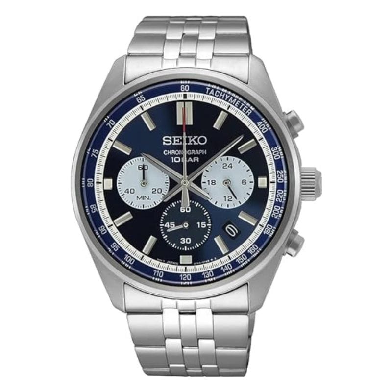 Seiko SSB427P1 hronograf muški sat plavi brojčanik metalna narukvica tachymeter 10 bar