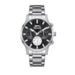 SL092356203 1 - Zlatara Gold Shop Cazin Slazenger stainless steel chronograph watch with black dial and three subdials on a white background.
