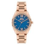 Slazenger SL.09.2301.3.02 ženski sat plavi brojčanik rose gold cirkoni metalna narukvica
