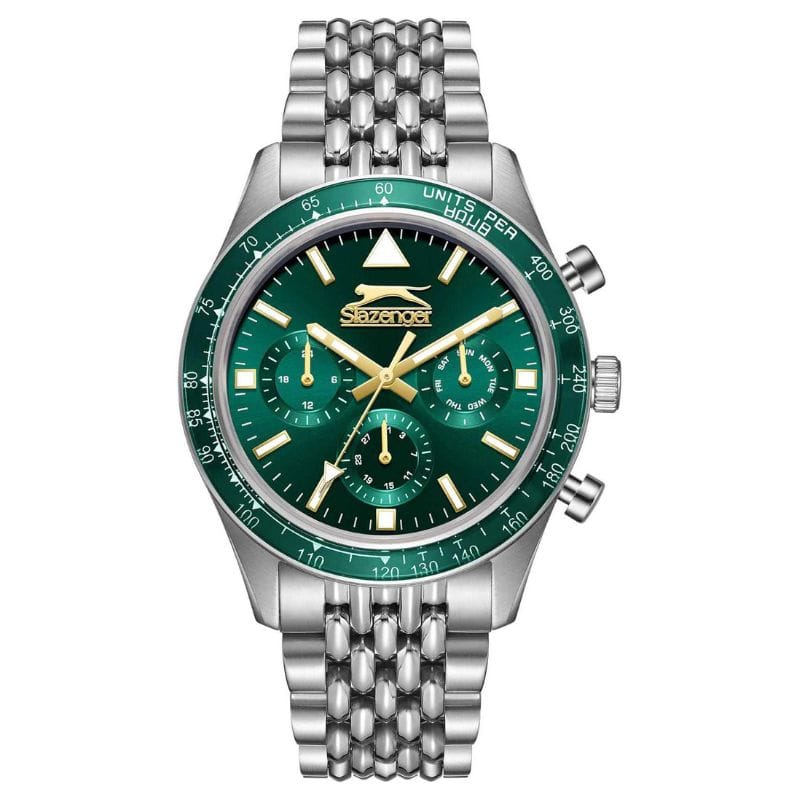 Slazenger SL.09.2360.2.04 muški sat zeleni brojčanik hronograf metalna narukvica sportski