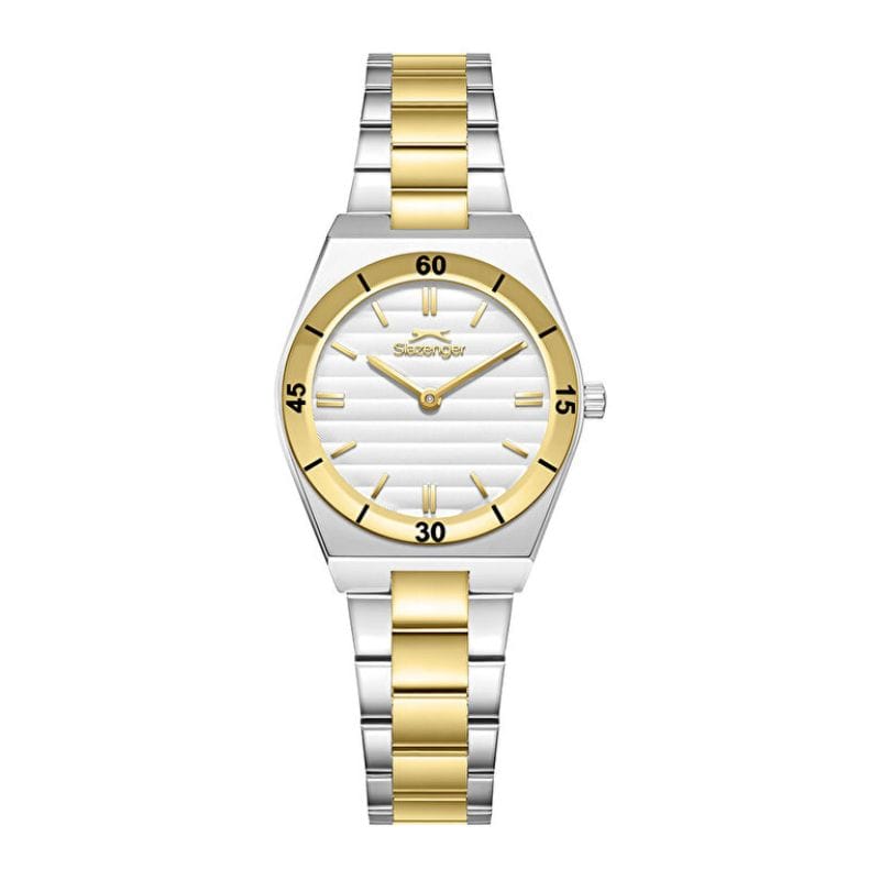 Slazenger SL.09.2470.3.03 ženski sat srebrni brojčanik zlatni detalji metalna narukvica elegantni