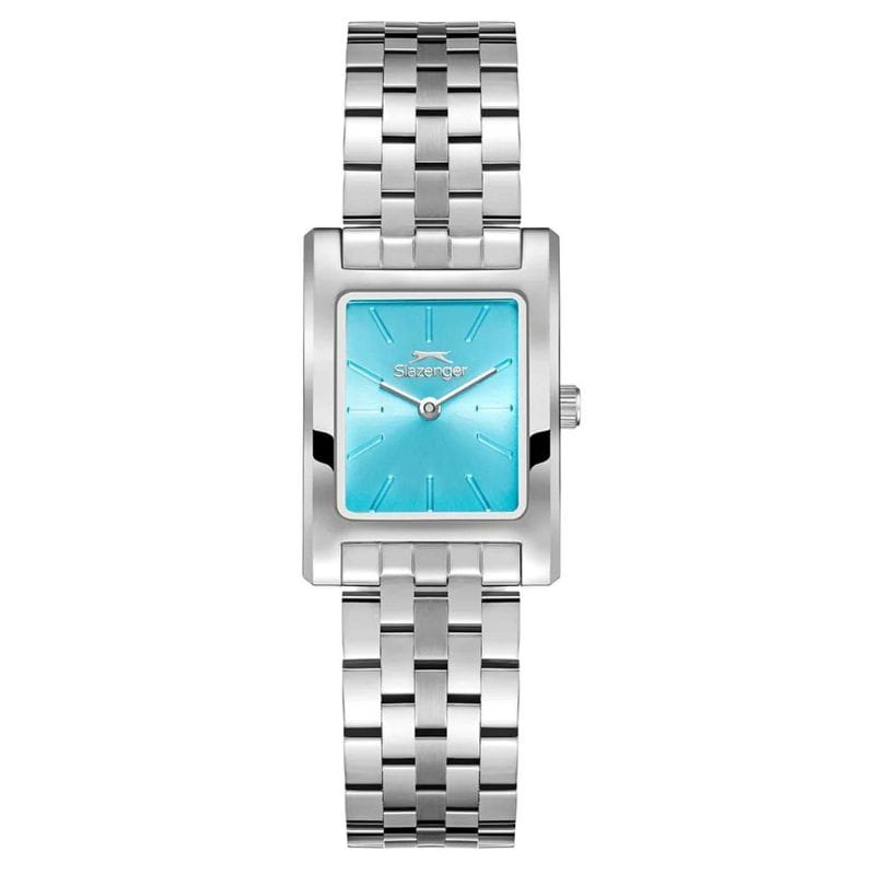 Slazenger SL.09.2505.3.03 ženski sat pravougaoni plavi brojčanik metalna narukvica minimalistički