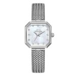 Slazenger SL.09.2534.3.01 ženski sat sedef brojčanik cirkoni srebrena pletena metalna narukvica